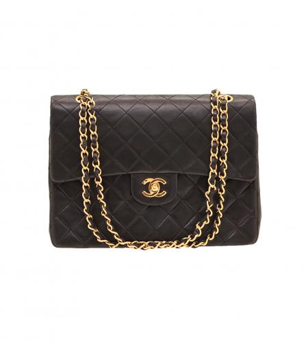 CHANEL LAMBSKIN QUILTED MEDIUM DOUBLE FLAP BLACK