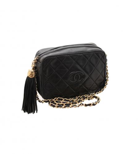 CHANEL BLACK CAMERA BAG