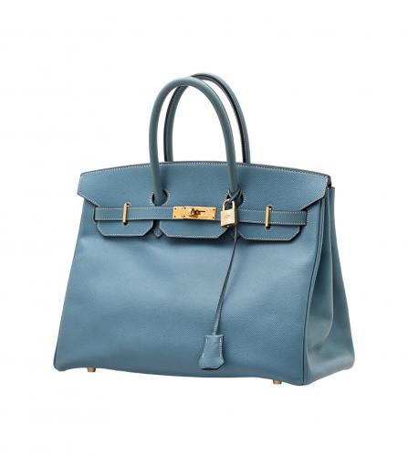 HERMES BLUE COURCHEVEL BIRKIN 35