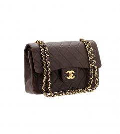 CHANEL LAMBSKIN QUILTED MEDIUM DOUBLE FLAP BROWN