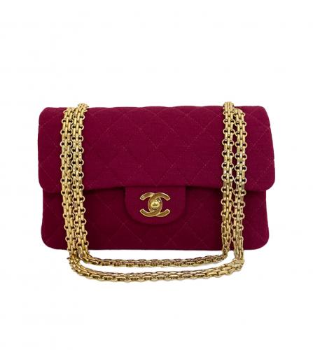 CHANEL PURPLE JERSEY CLASSIC FLAP BAG