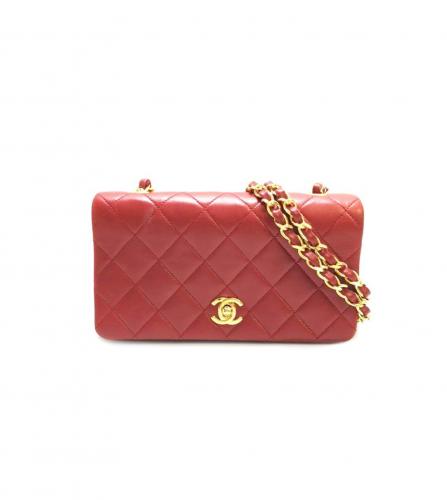 CHANEL MINI RED SINGLE FLAP SHOULDER