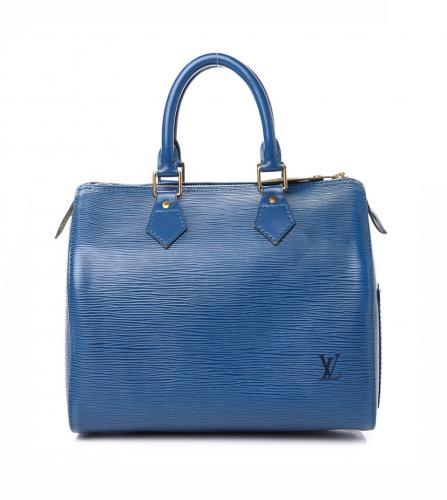 Tour My Louis Vuitton SPEEDY 25 in Toledo Blue EPI LEATHER! It's BIGGER  Than a 25! 