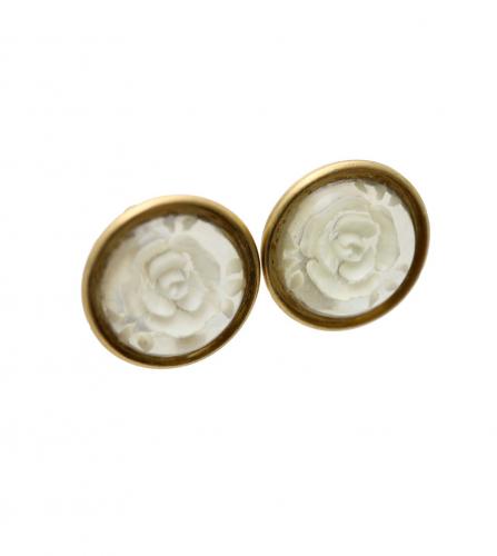 CHANEL CAMELIA CLIP-ON EARRINGS