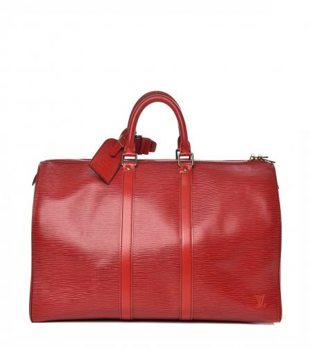 LOUIS VUITTON Epi Keepall 45 Castillan Red