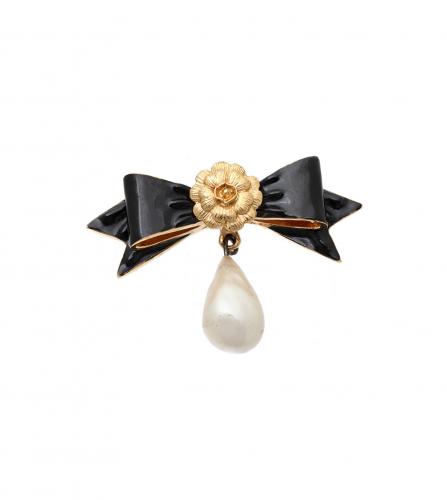 CHANEL RIBBON CAMELIA BROOCH