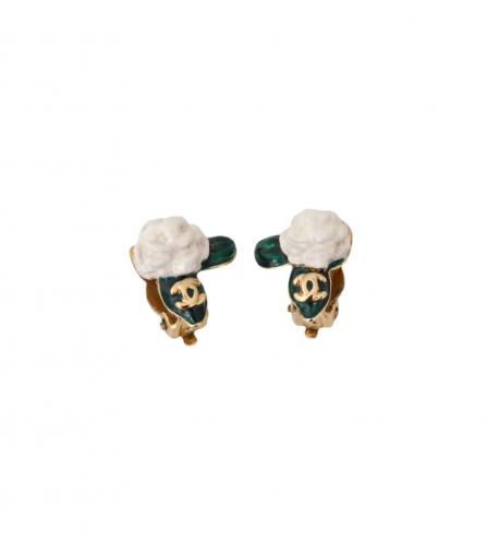 CHANEL CAMELIA CLIP-ON EARRINGS