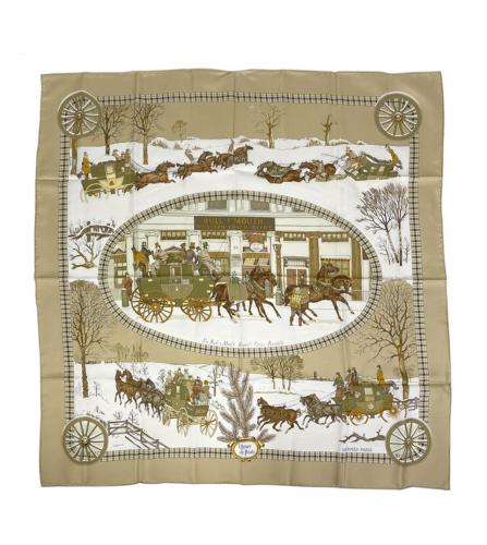 HERMES SILK SCARF BULL&MOUTH WESTERN COACH OFFICE