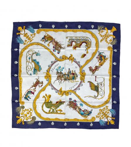 HERMES SILK SCARF PLUMES ET GRELOTS