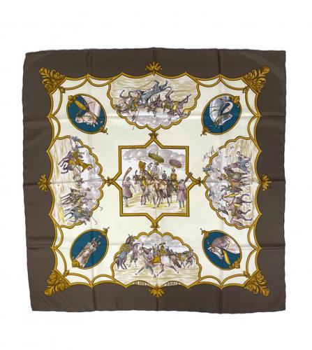HERMES SILK SCARF LES CHEVAUX DES MOGHOLS