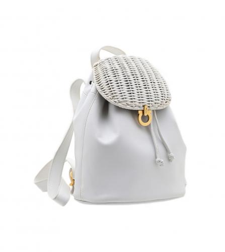 FERRAGAMO GANCINI WHITE BACKPACK