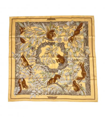 HERMES SILK SCARF CASSE NOISETTE