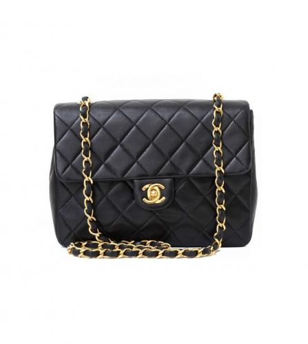 CHANEL BLACK FLAP BAG 20