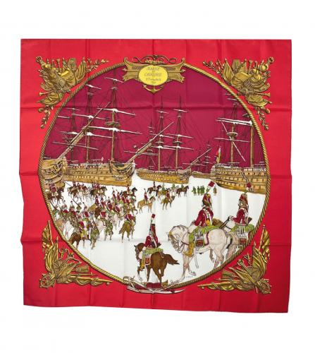 HERMES SILK SCARF MARINE ET CAVALERIE