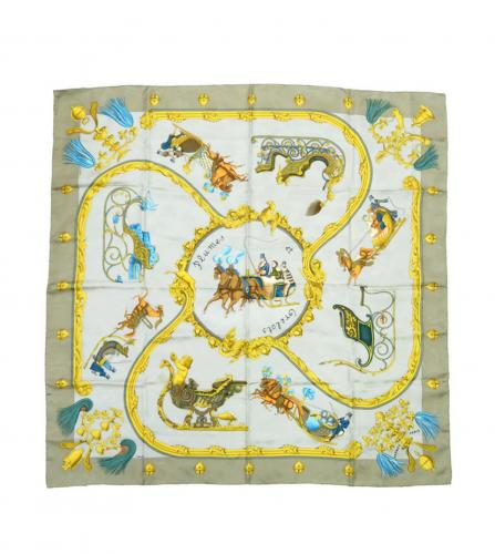 HERMES SILK SCARF PLUMES ET GRELOTS