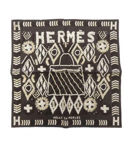 HERMES SILK SCARF KELLY EN PERLES