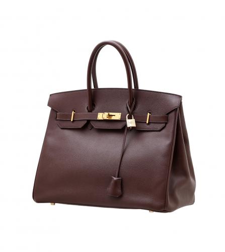HERMES BROWN COURCHEVEL BIRKIN 35