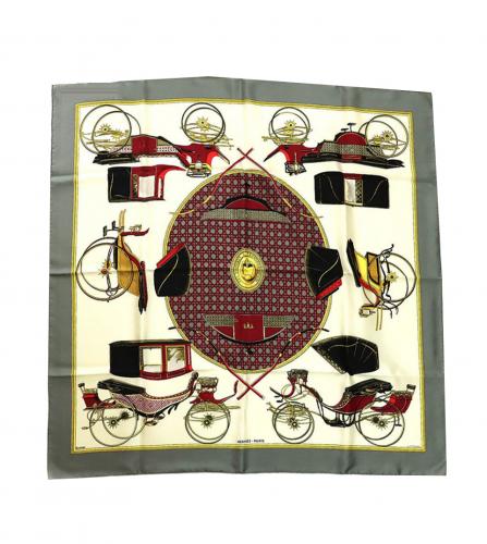 HERMES SILK SCARF LES VOITURES A TRANSFORMATION