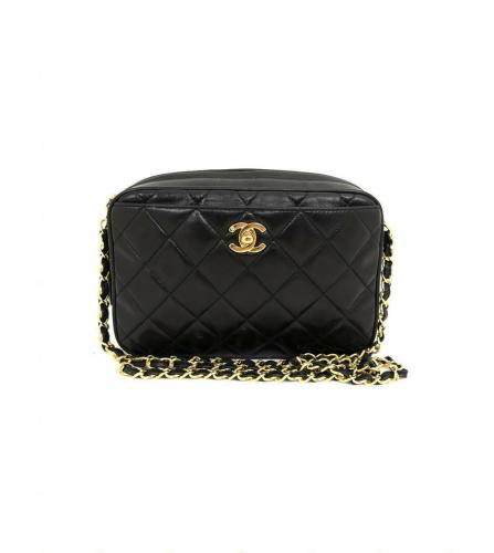 CHANEL BLACK CAMERA BAG