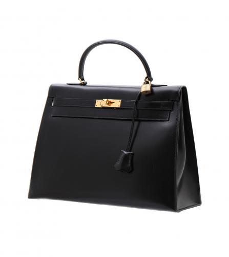 HERMES KELLY 35 BLACK BOX CALF