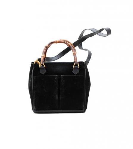 GUCCI BLACK BAMBOO HANDBAG