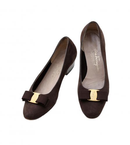 FERRAGAMO BROWN VARA SHOES