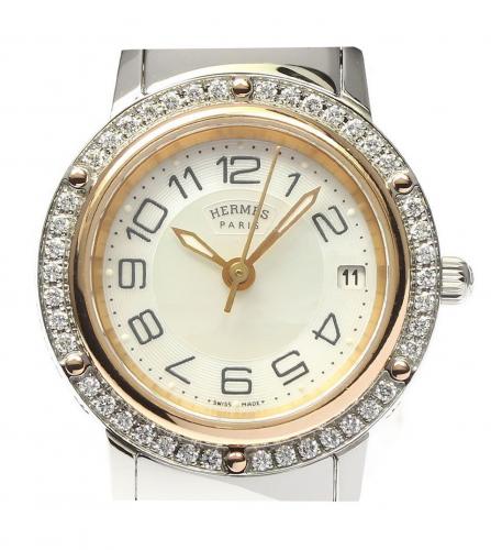 HERMES CLIPPER NACRE DIAMOND WATCH