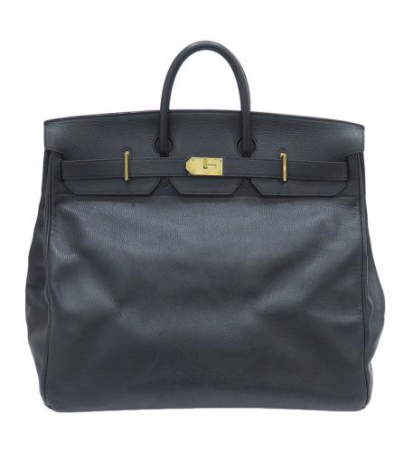 Hermes Birkin HAC 45 Black Leather Gold Large Men's Travel Top Handle Tote  Bag