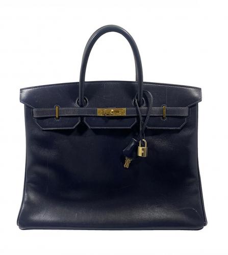 HERMES BIRKIN 40 BOX CALF NAVY