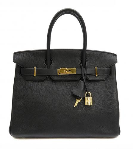 HERMES BIRKIN 30 BLACK TAURILLON CLEMENCE