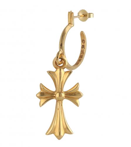 CHROME HEARTS TINY CH CROSS HOOP EARRING