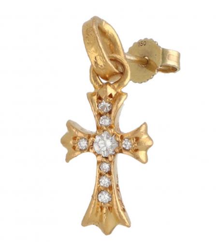 CHROME HEARTS BABY FAT CROSS DIAMOND EARRING