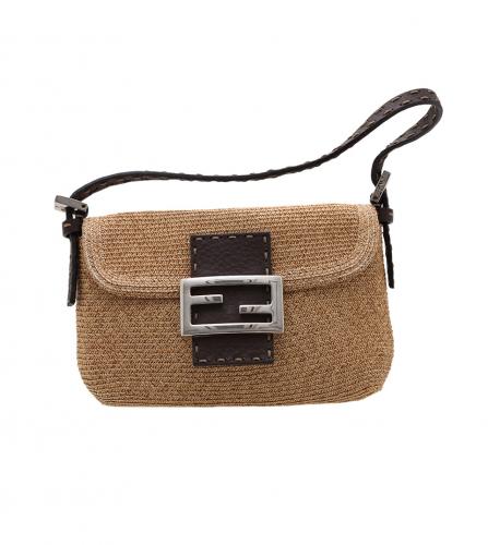 FENDI STRAW MAMMA BAGUETTE BAG