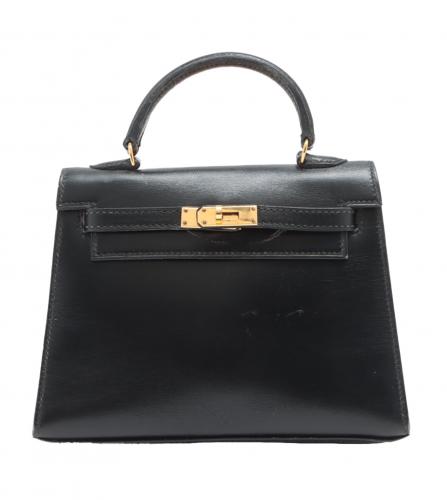 HERMES MINI MINI KELLY BOX CALF BLACK