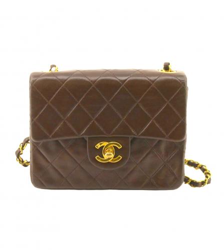 Chanel Vintage Square Classic Single Flap Bag Quilted Suede Mini