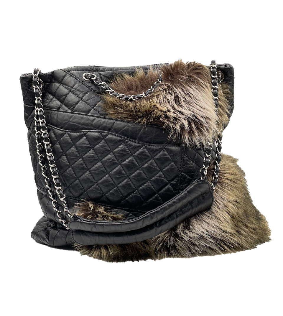 Chanel fur purse on sale