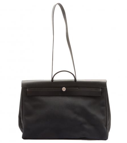 HERMES HER BAG GM TOILE OFFICIER BLACK