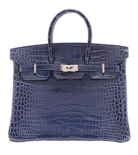 HERMES BIRKIN 25 CROCODILE POROSUS BLUE ENCRE