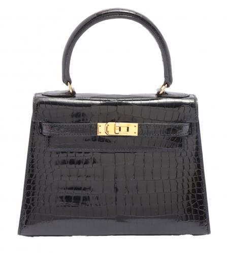 Kelly 32 vintage HERMES crocodile porosus - VALOIS VINTAGE PARIS