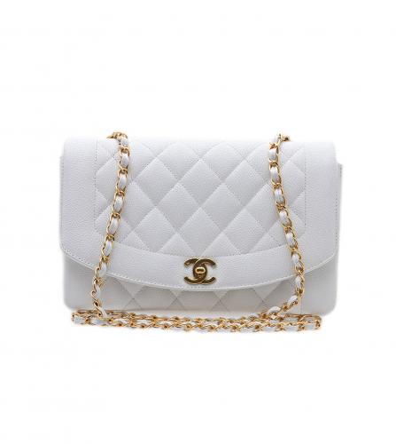 CHANEL WHITE CAVIAR FLAP BAG