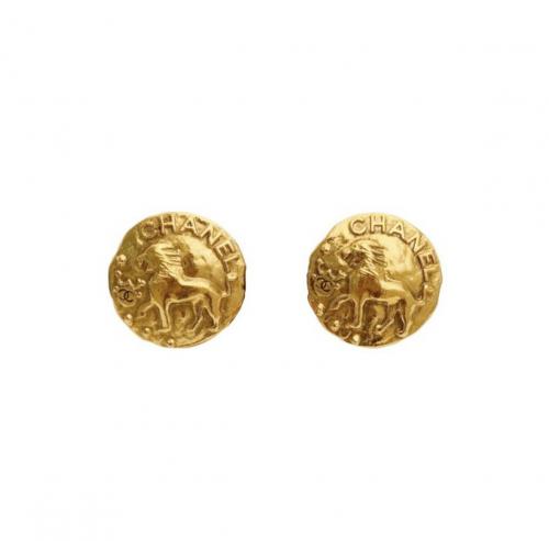 CHANEL LION ROUND CLIP-ON EARRINGS