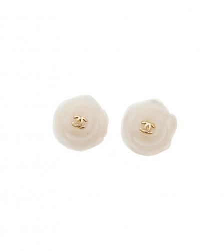 CHANEL CAMELIA CLIP-ON EARRINGS