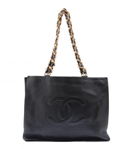 CHANEL BLACK SHOPPING TOTE BAG BLACK