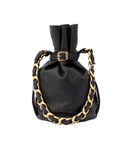 CHANEL BLACK DRAWSTRING BAG