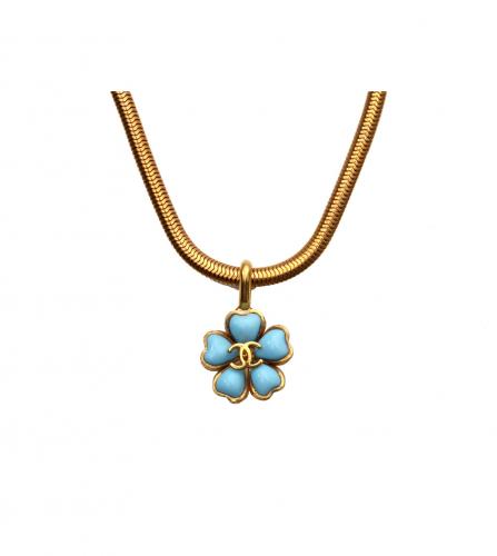 CHANEL BLUE FLOWER CHARM NECKLACE