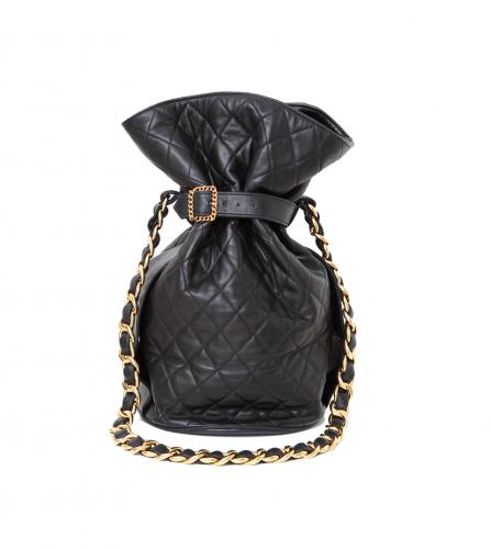 CHANEL BLACK DRAWSTRING BAG