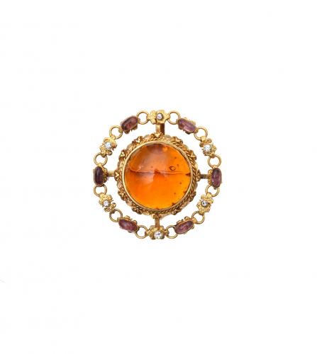 CHANEL GRIPOIX CABOCHON BROOCH