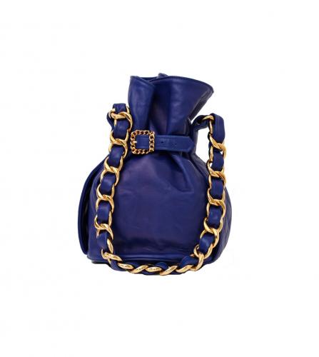 CHANEL BLUE DRAWSTRING BAG