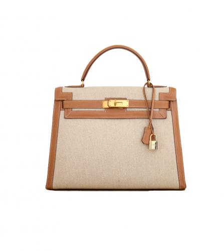 HERMES GOLD BOX/TOILE H KELLY 32