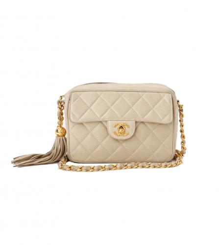 CHANEL BEIGE CAMERA FLAP BAG